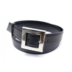 NEUF CEINTURE BULGARI 100 CM EN CUIR NOIR BOUCLE ARGENTE BLACK LEATHER BELT 400€