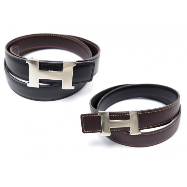 NEUF CEINTURE HERMES REVERSIBLE BOUCLE MINI CONSTANCE ARGENTE T70 CUIR BELT 530€