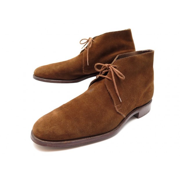 CHAUSSURES CROCKETT & JONES BOTTINES CHUKKA 9.5D 43.5 EN DAIM MARRON SHOES 445€