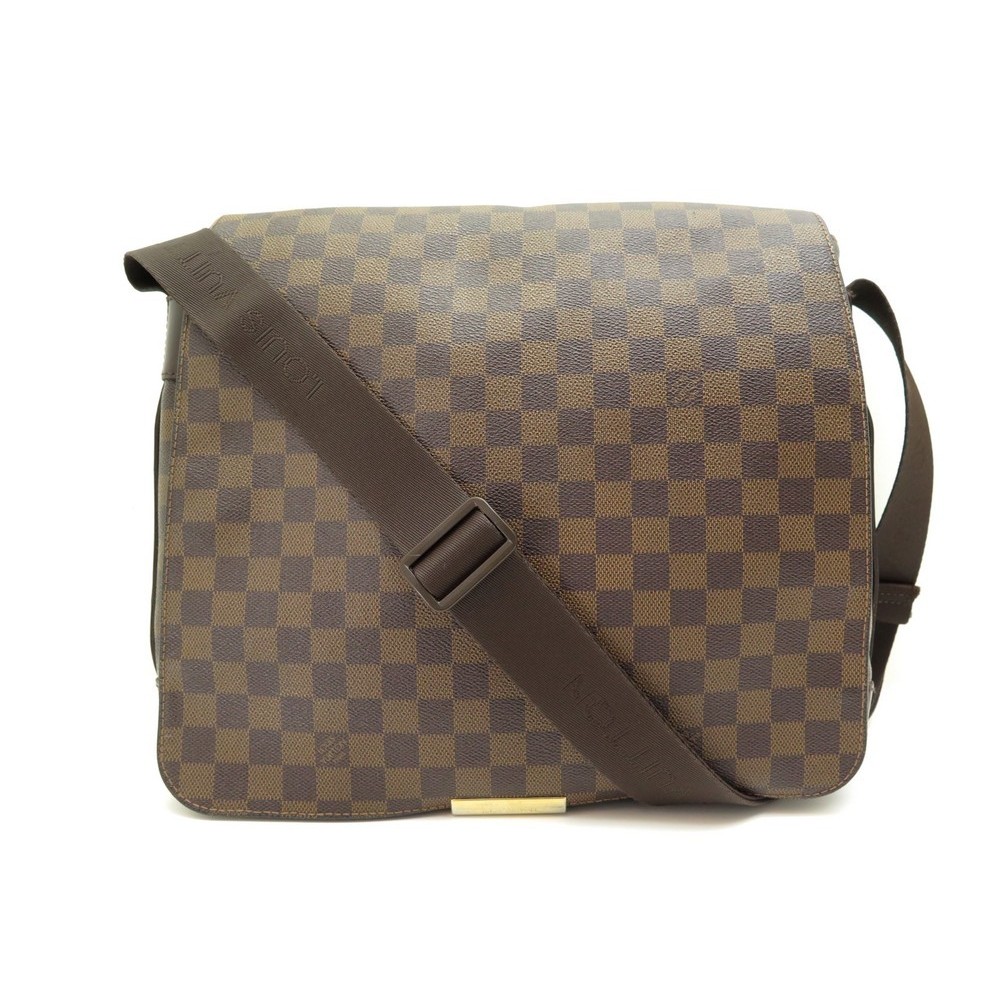 Sac bandoulière Louis Vuitton Bastille en toile damier enduite grise et  cuir noir