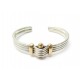 BRACELET HERMES JONC OUVERT EN ARGENT MASSIF & OR JAUNE 18K BOITE SILVER BANGLE