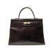 VINTAGE SAC A MAIN HERMES KELLY 36 SELLIER DORE CUIR BOX MARRON HAND BAG 7700€