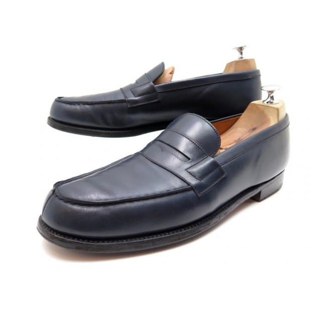 CHAUSSURES JM WESTON MOCASSINS 180 9.5B 43.5 CUIR BLEU MARINE LOAFERS SHOES 670€