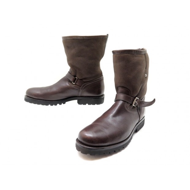 CHAUSSURES HESCHUNG BOTTES FOURREES CARDON 10 44 CUIR MARRON BOOTS SHOES 675€