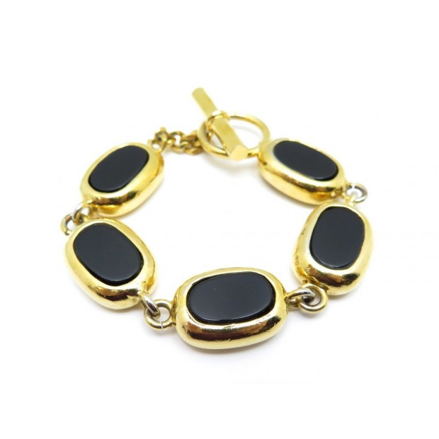 RARE VINTAGE BRACELET CHANEL PIERRES NOIR METAL DORE 19 CM CIRCA 1960 JEWEL 890€