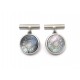 BOUTONS DE MANCHETTES HERMES CLOU DE SELLE METAL ARGENTE & NACRE CUFFLINKS 395€