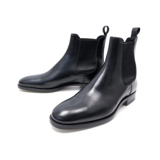 NEUF CHAUSSURES SANTONI 1014 8 IT 43 FR BOTTINES CHELSEA CUIR NOIR BOOTS 510€