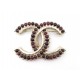 NEUF BROCHE CHANEL LOGO CC PIERRES ROUGE METAL DORE GOLDEN NEW BROOCH 620€