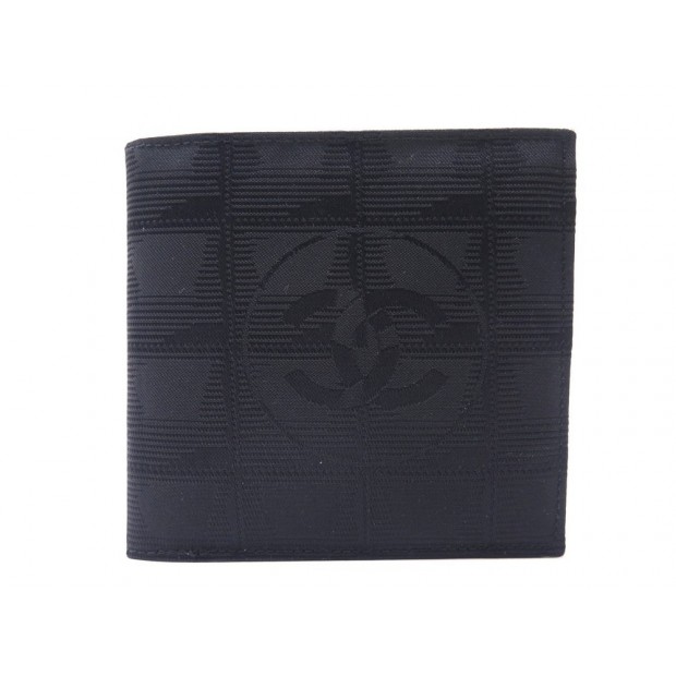 PORTEFEUILLE CHANEL LIGNE CROISIERE TOILE NOIR LOGO CC PORTE MONNAIE WALLET 450€