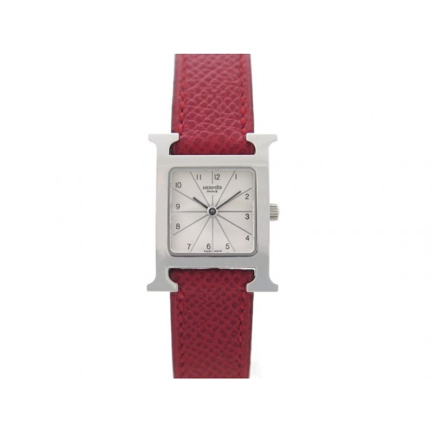 MONTRE HERMES HEURE H HH1.210 QUARTZ 21 MM ACIER ET CUIR EPSOM STEEL WATCH 2200€