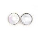 NEUF BOUCLES D'OREILLES HERMES CLOU DE SELLE EN METAL ARGENTE NACRE EARRINGS