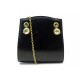 SAC A MAIN JEAN CLAUDE JITROIS BANDOULIERE EN CUIR NOIR ET METAL DORE HANDBAG