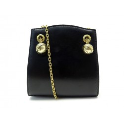 SAC A MAIN JEAN CLAUDE JITROIS BANDOULIERE EN CUIR NOIR ET METAL DORE HANDBAG