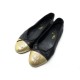 CHAUSSURES CHANEL BALLERINES LOGO CC G02819 37 CUIR NOIR LEATHER FLAT SHOES 670€