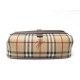 POCHETTE BURBERRY TROUSSE DE TOILETTE TOILE TARTAN & CUIR MARRON POUCH BAG 390€