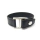 BRACELET HERMES H EN CUIR SWIFT NOIR BOUCLE ACIER BROSSE BOUTON CLOU DE SELLE