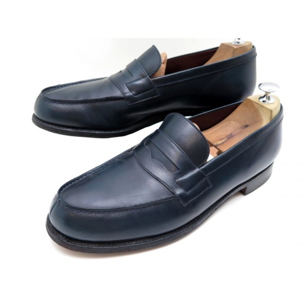 CHAUSSURES JM WESTON 180 9D 43 MOCASSINS EN CUIR BLEU MARINE LOAFERS SHOES 620€