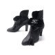 NEUF CHAUSSURES CHANEL BOTTINES FOURREES EN CUIR MOUTON NOIR BOOTS SHOES 995€