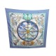 FOULARD HERMES VIVE LE VENT BOURTHOUMIEUX CARRE EN SOIE BLEU SILK SCARF 350€
