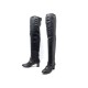 NEUF CHAUSSURES CHANEL BOTTES CUISSARDES 39 EN CUIR PYTHON NOIR BOOTS 3500€