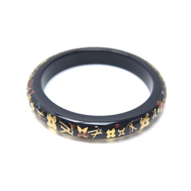 NEUF BRACELET LOUIS VUITTON INCLUSION PM MONOGRAM T18 EN RESINE NOIR JEWEL 390€