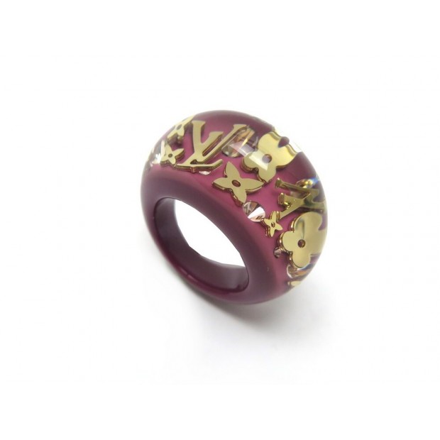 NEUF BAGUE LOUIS VUITTON INCLUSION MONOGRAM LV TAILLE 53 RESINE FUSHIA RING 310€