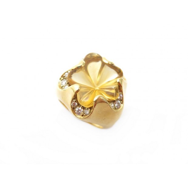 BAGUE FRED CHEVALIERE T55 EN OR JAUNE 18K CITRINE 11CT DIAMANTS 0.45 GOLD RING