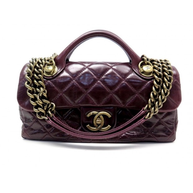 NEUF SAC A MAIN CHANEL CASTLE ROCK SMALL CUIR MATELASSE BORDEAUX HANDBAG 2950€