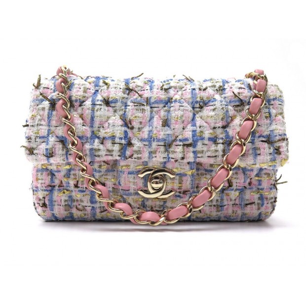 NEUF SAC A MAIN CHANEL TIMELESS MINI RECTANGLE BANDOULIERE EN TWEED ROSE 4900€
