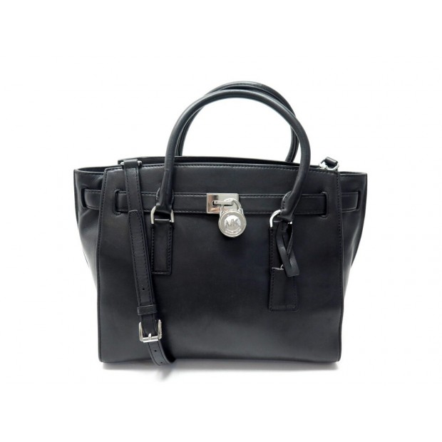 SAC A MAIN MICHAEL KORS HAMILTON BANDOULIERE EN CUIR NOIR LEATHER HANDBAG 350€