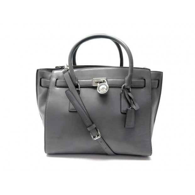 SAC A MAIN MICHAEL KORS HAMILTON BANDOULIERE EN CUIR GRIS LEATHER HANDBAG 350€