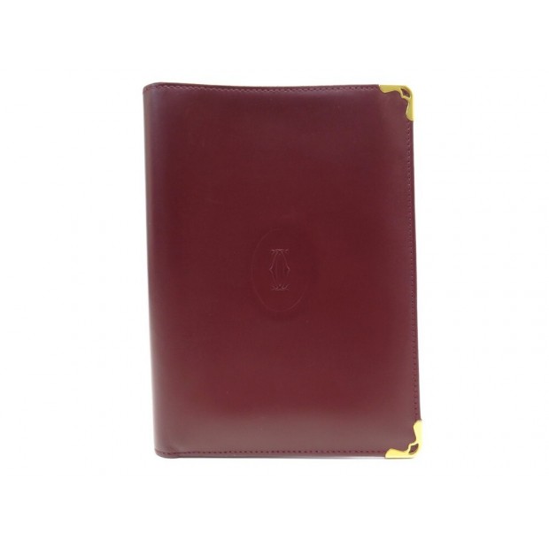 PORTEFEUILLE MUST DE CARTIER EN CUIR BORDEAUX PORTE CARTE LEATHER WALLET 520€