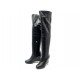 NEUF CHAUSSURES CHANEL G31303 37.5 BOTTES CUISSARDES TALONS COMPENSES CUIR 1500€
