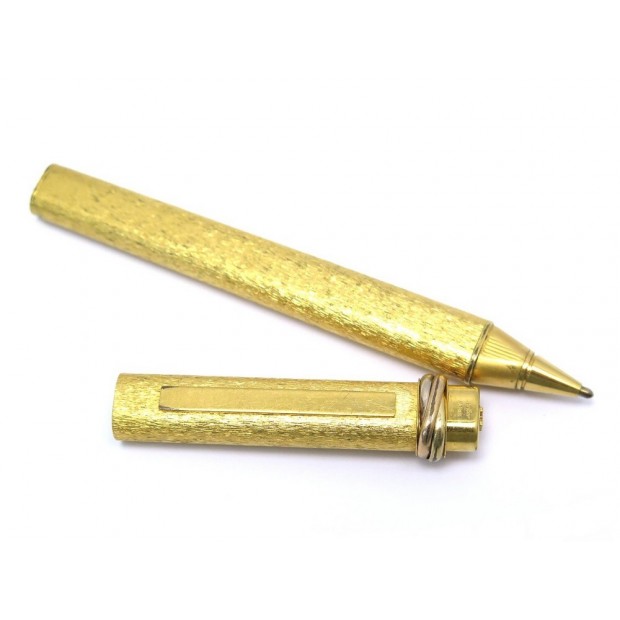 VINTAGE STYLO BILLE CARTIER TRINITY EN PLAQUE OR GOLDEN ROLLERBALL PEN 320€