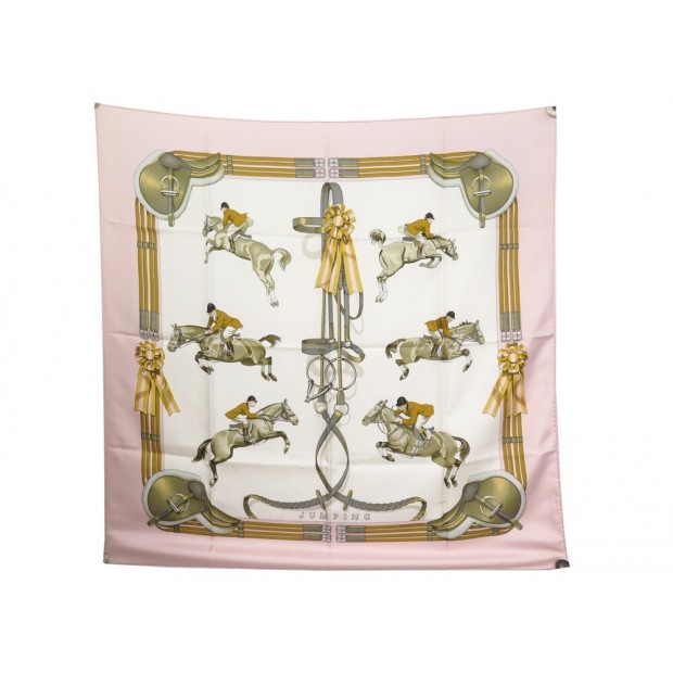 FOULARD HERMES JUMPING PHILIPPE LEDOUX CARRE 90 EN SOIE + BOITE SILK SCARF 375€