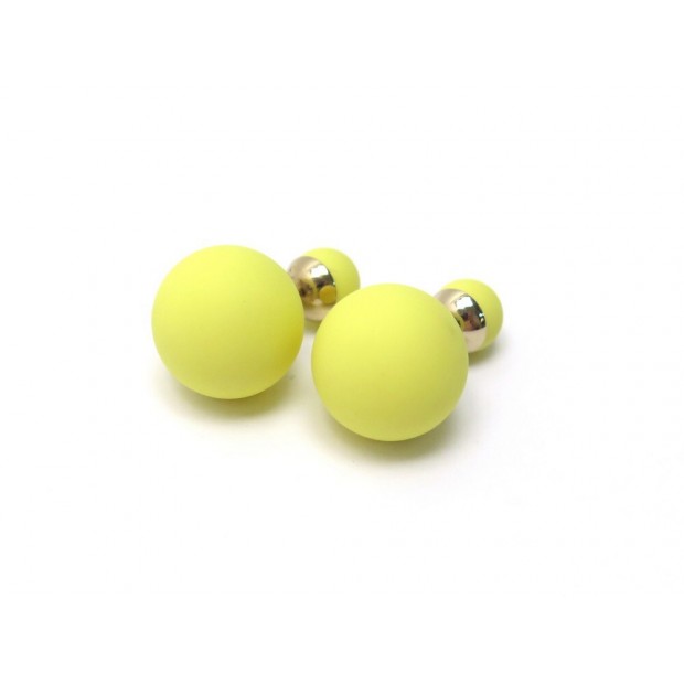 NEUF BOUCLES D'OREILLES DIOR TRIBALE EN RESINE JAUNE +BOITE YELLOW EARRINGS 330€