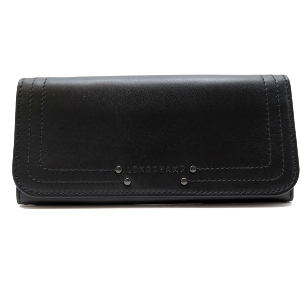 NEUF PORTEFEUILLE LONGCHAMP LONG A RABAT CAVALCADE L3044HNA001 EN CUIR NOIR 180€