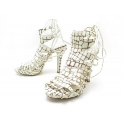 NEUF CHAUSSURES CHRISTIAN DIOR SANDALES TALONS SAFARI 40 CUIR CROCO SHOES 1100€