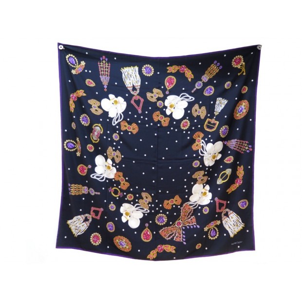 FOULARD CARTIER CHALE JOAILLERIE CACHEMIRE ET SOIE NOIR SILK SCARF SHAWL 760€