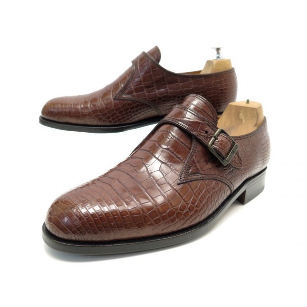 NEUF CHAUSSURES JM WESTON MOCASSINS FLORE 531 CUIR CROCODILE MARRON LOAFER 5500€