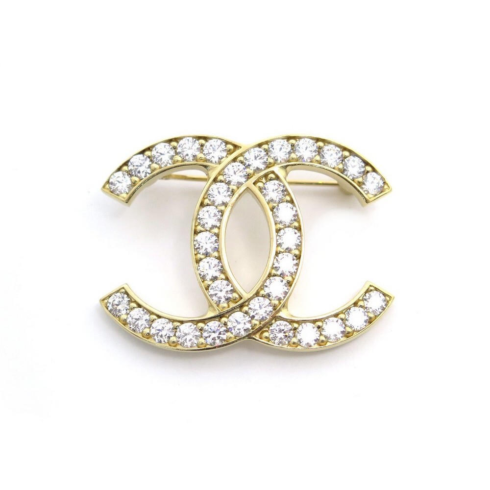 noot spectrum Wedstrijd broche chanel logo cc strass en metal dore