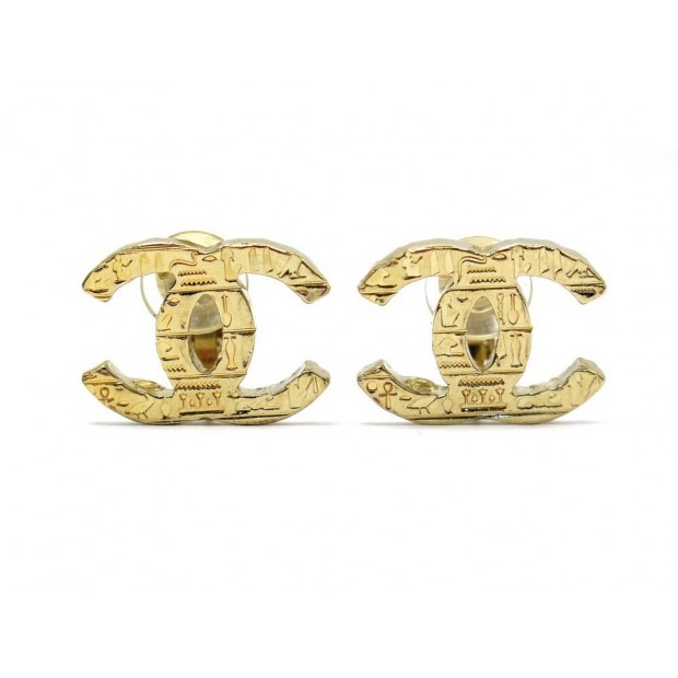 BOUCLES D'OREILLES CHANEL LOGO CC HIEROGLYPHE EGYPTIEN + BOITE EARRINGS 390€