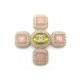 NEUF BROCHE CHANEL CROIX LOGO CC PATE DE VERRE STRASS EN METAL DORE BROOCH 690€