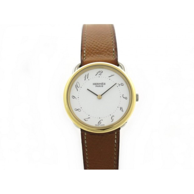 VINTAGE MONTRE HERMES ARCEAU 33 MM QUARTZ PLAQUE OR ET ACIER + ECRIN WATCH 3100€