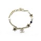 NEUF BRACELET CHANEL LOGO CC ETOILES & PERLES EN METAL DORE + BOITE NEW 650€