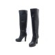 CHAUSSURES CHANEL BOTTES A TALONS LOGO CC 40 EN CUIR NOIR HIGH BOOTS SHOES 1600€