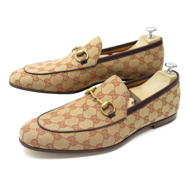 NEUF CHAUSSURES GUCCI JORDAAN TOILE GG JACQUARD 430088 10 IT 45 FR MOCASSIN 590€