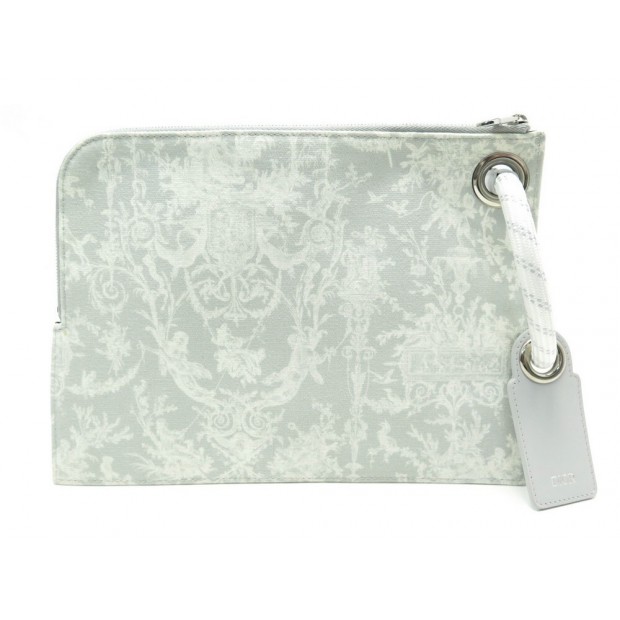 NEUF SAC POCHETTE CHRISTIAN DIOR EN TOILE DE JOUY GRIS TROUSSE POUCH BAG 590€