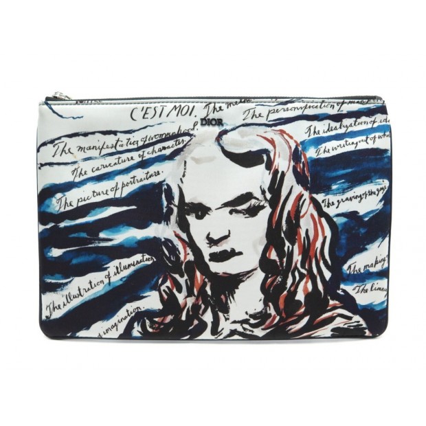 NEUF SAC POCHETTE CHRISTIAN DIOR RAYMOND PETTIBON EN TOILE TROUSSE POUCH 590€