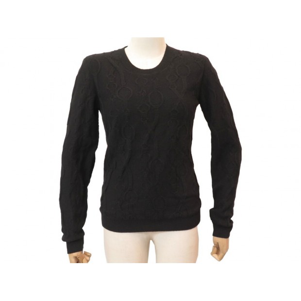 PULL HERMES MOTIFS MORS 38 M CACHEMIRE NOIR BLACK CASHMERE SWEATER 920€